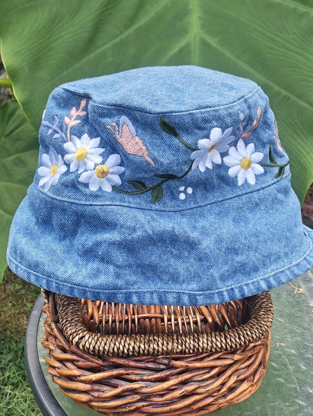 TLC Denim Bucket Hat with Embroidered Daisies & Butterflies 🌷🦋